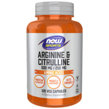 NOW Arginine 500mg & Citrulline 250mg 120 Veg. Capsules