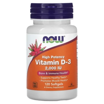 NOW Vitamin D-3 2000 IU High Potency 120 Soft Gels