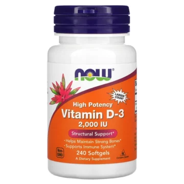 NOW Vitamin D-3 2000 IU High Potency 240 Soft Gels