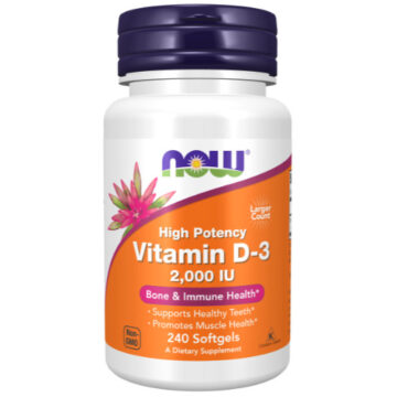 NOW Vitamin D-3 2000 IU High Potency 240 Soft Gels