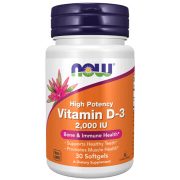 NOW Vitamin D-3 2000 IU High Potency 30 kapsulių