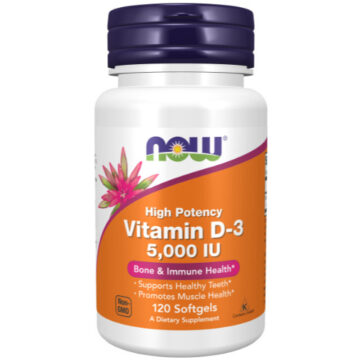 NOW Vitamin D-3 5000 IU High Potency 120 Soft Gels