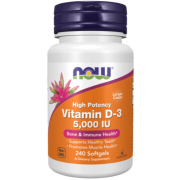 NOW Vitamin D-3 5000 IU High Potency 240 Soft Gels